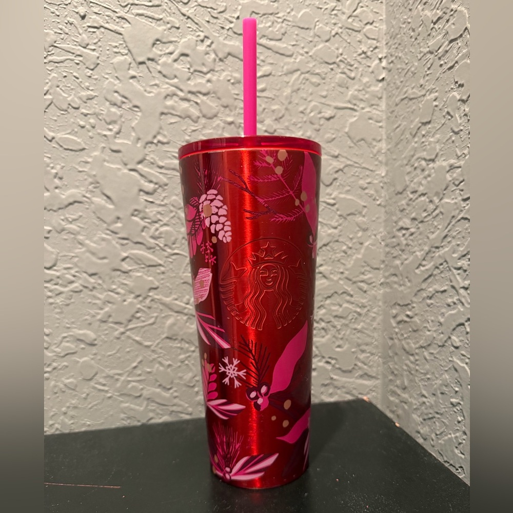 Starbucks 2021 Red and Pink Pinecone Stainless Steel Tumbler